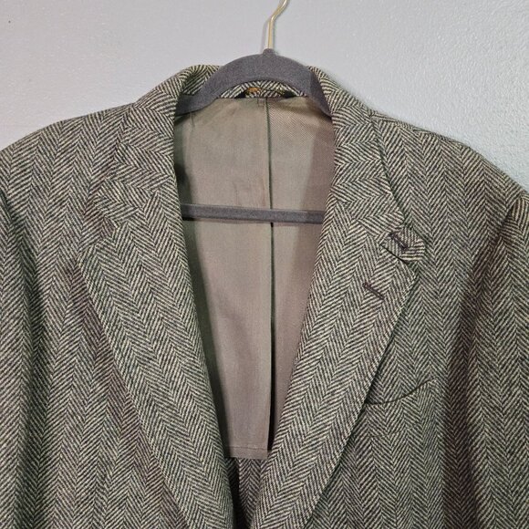 Vintage Sanger Harris Mens Wool Blazer Jacket USA Size 46 Herringbone Preppy Pro - Picture 9 of 16
